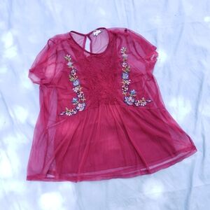 Eyeshadow Deep Burgundy Mesh Top